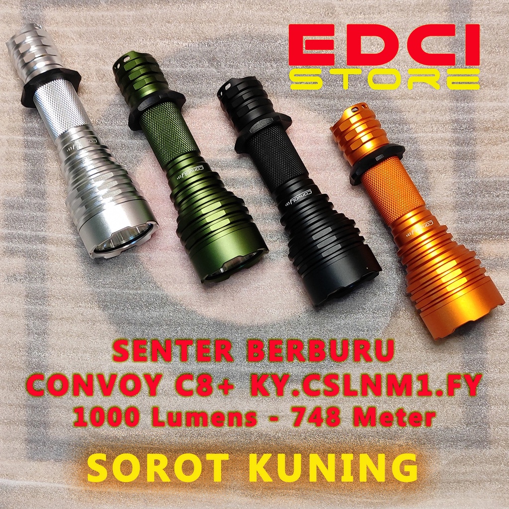 Senter Berburu/Hunting Convoy C8+ with Osram KY.CSLNM1.FY Sorot Kuning