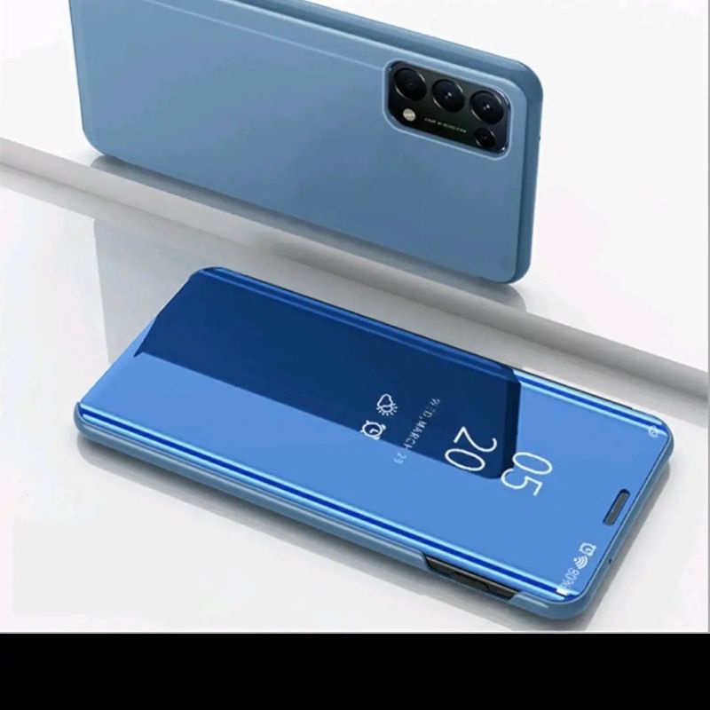 OPPO A74 5G 4G Case Flip Book Cover Mirror Clear view Standing Premium