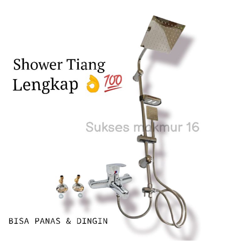 Shower tiang set coulomn stainless kotak+ kran Panas Dingin Stainless 1/2 Inch shower tiang set coulomn stainless + kran panas dingin