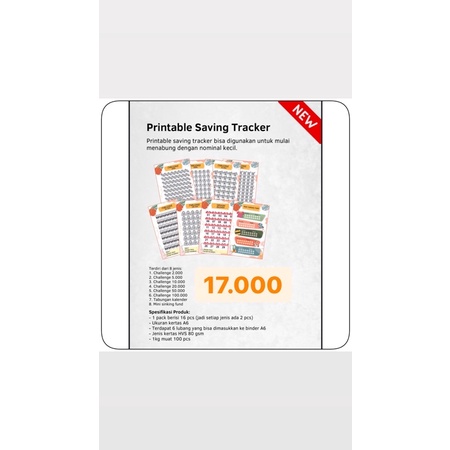 printable saving tracker / kertas tabungan a6 / kertas sinking fund a6 / isi binder sinking fund a6