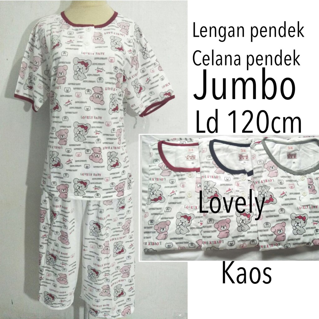 Baju Tidur WQP7 baju tidur piyama jumbo dewasa wanita kaos setelan celana pendek BEST SELLER