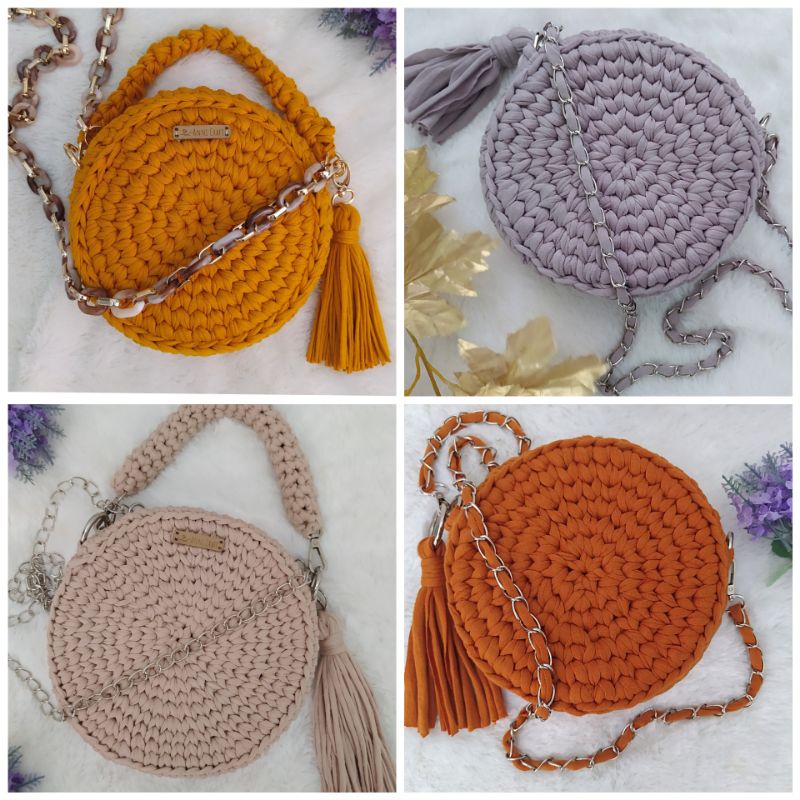 Tas Rajut Bulat  Crochet Bag Macarons kekinian pesta