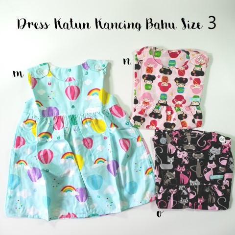 Dress Anak Katun Kancing Bahu Size 3