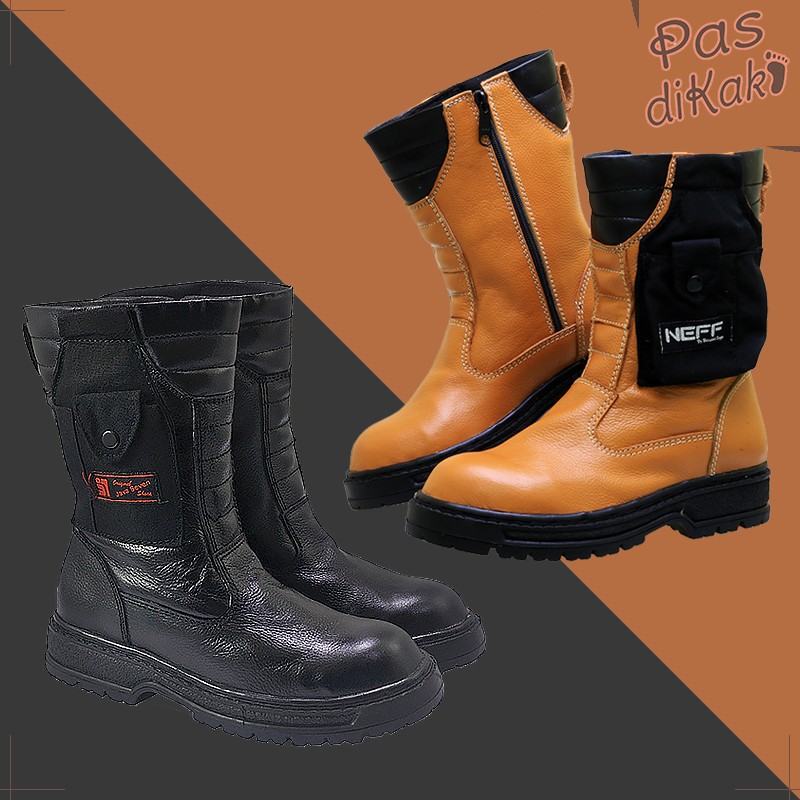  Sepatu  Safety Below Knee Boots  Pria Kulit 38 43 