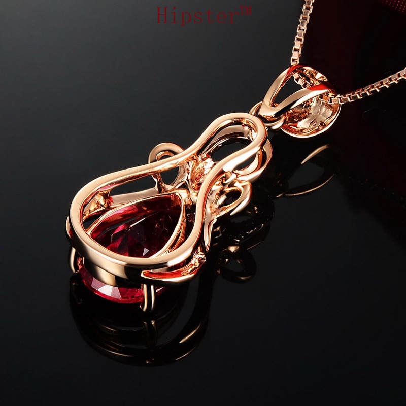 New Hot Sale Classic Rose Gold Moissanite Colored Gems Pendant Beautiful Retro Elegant Necklace