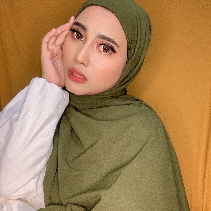 JERSEY PREMIUM IMPORT PASHMINA HANA 180x75/ 180cmx75cm/ Soft /Malaysia / Hijab No segitiga/No Kaos-Army