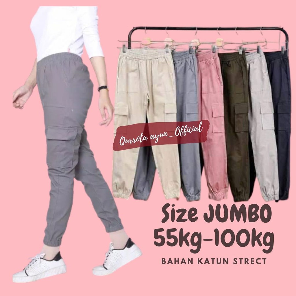 CARGO PANTS WANITA JUMBO/ CELANA JOGER /JOGER CARGO WANITA/CELANA JOGER CARGO WANITA/BAHAN KATUN
