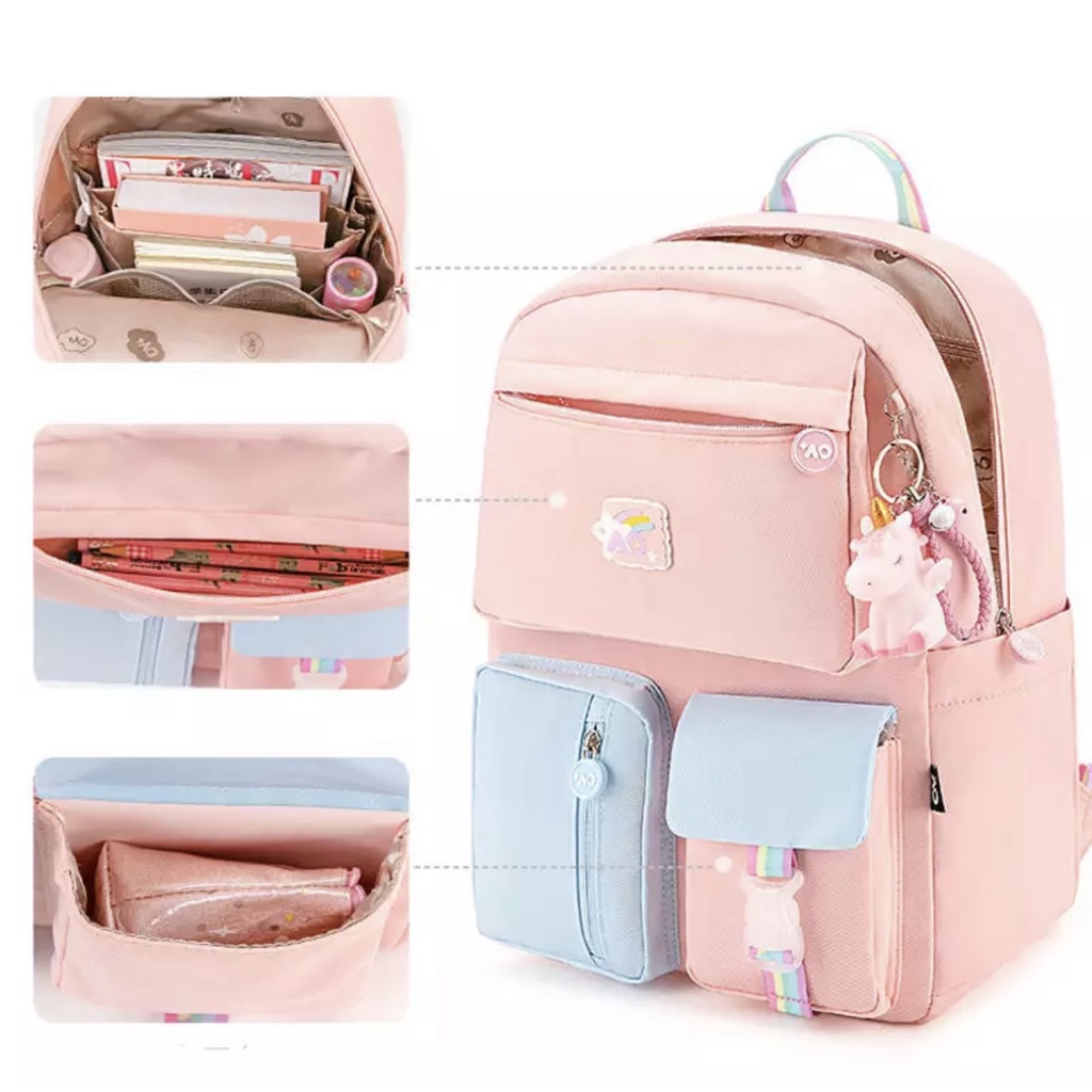 WWH21 Tas Anak Ransel Sekolah Single Layer Macaron Model Backpack BK131 TKM