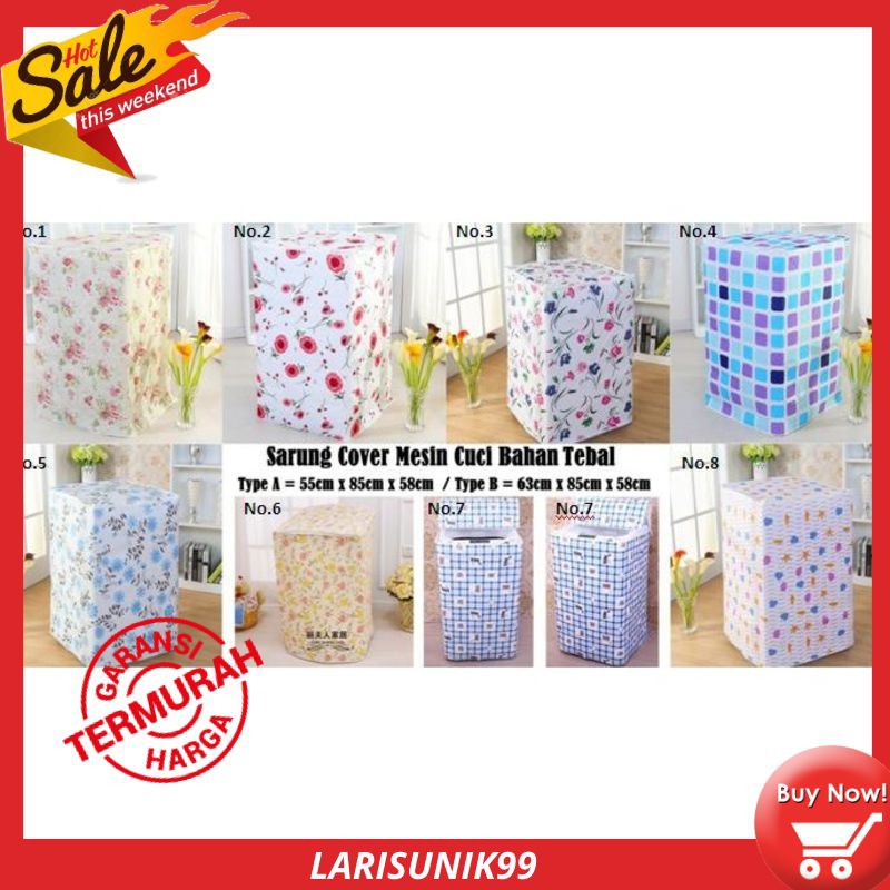 Cover Mesin Cuci Pelindung Mesin Cuci Bahan Plastik PEVA Dekorasi-3