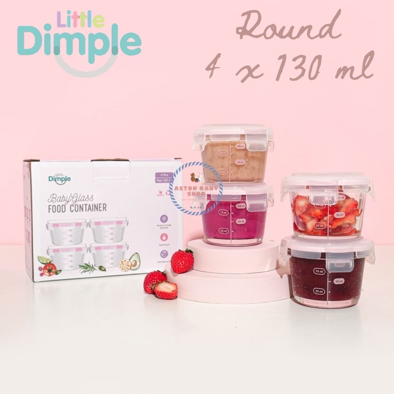 Little Dimple Baby Glass Food Container Eceran 1 pc Kotak Mpasi Little Dimple ukuran 130 ml / 160 ml / 240 ml