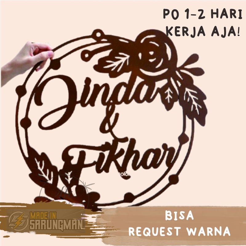 Backdrop Lingkaran Kayu Nama Dekorasi Wedding Lamaran Pernikahan kamar anak custom mdf nama tunangan