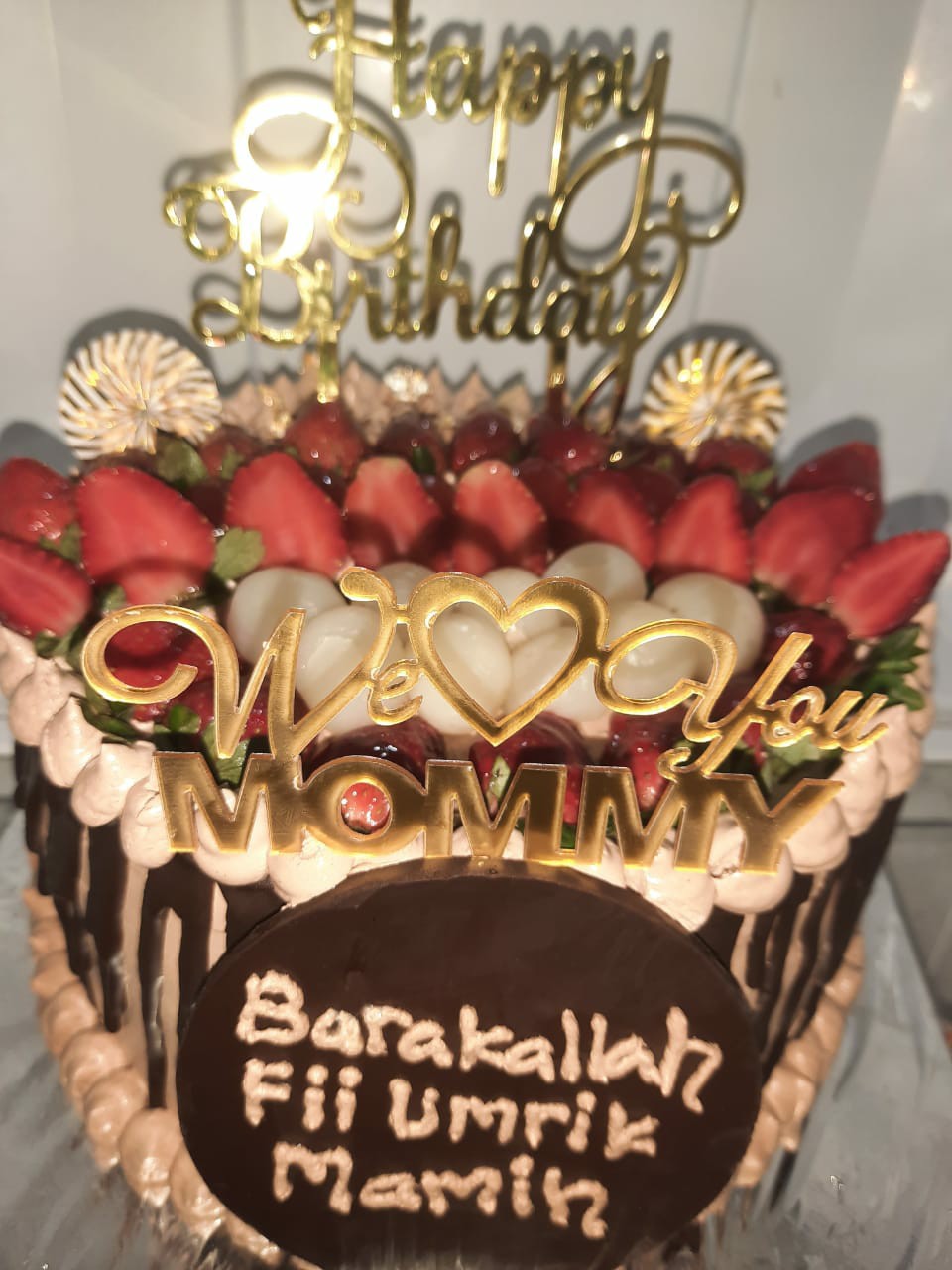 New Happy Mothers Day Acrylic Cake Toppers Gold Mom Birthday Cake Topper  For Mommy Birthday Party Cake Decorations