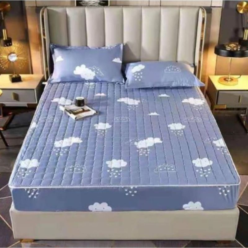 Sprei Sultan Waterproof anti ompol anti tahan air size 160×200 120×200 Seprei Adem full Karet-Wterprof awan baru