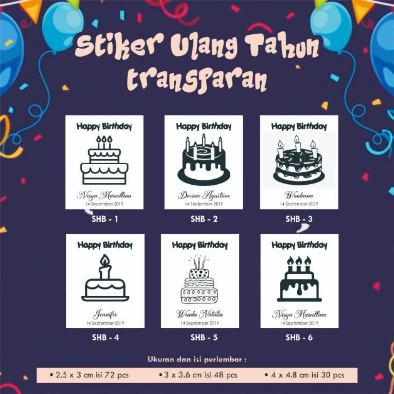 

STIKER TRANSPARAN / LABEL ULTAH / ULANG TAHUN / BDAY / BIRTHDAY