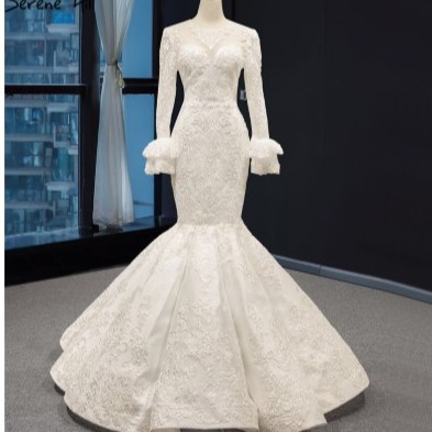 Muslim Wedding Gown Mermaid Lengan Panjang