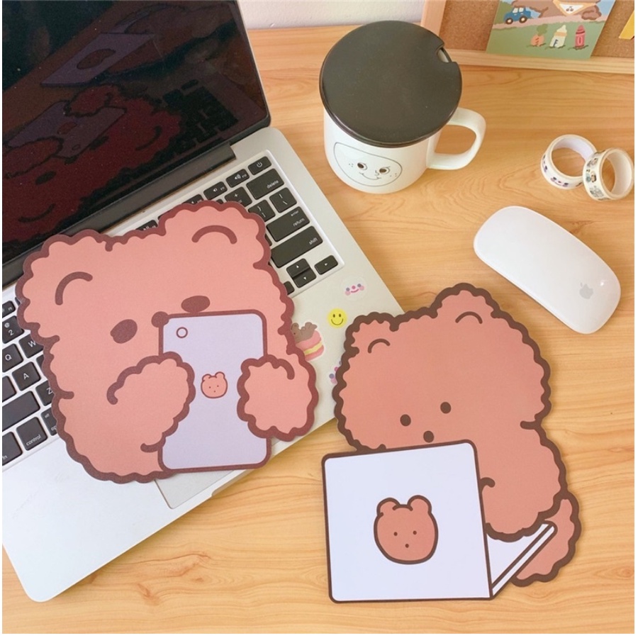 MOUSE PAD MOTIF BERUANG LUCU / MOUSEPAD KARTUN / MOUSE PAD ANTI SLIP ESTETIK KARAKTER KARTUN / KOREAN BEAR MOUSE PAD / ALAS MOUSE / MOUSE PAD BEAR SERIES / MOUSE MINI / MOUSE PAD KOREA