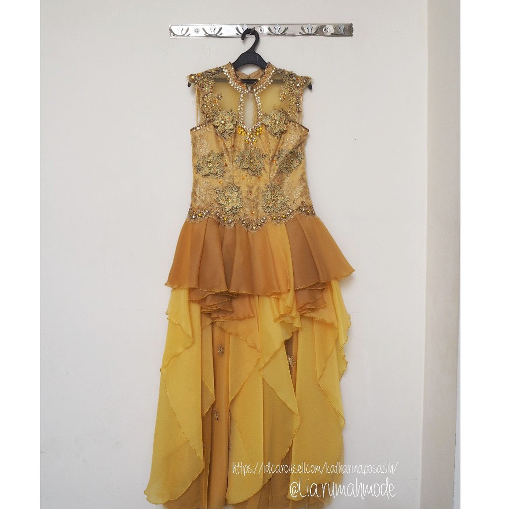 Elegant Gold Party Dress / Baju Pesta Mama / Gaun Pesta