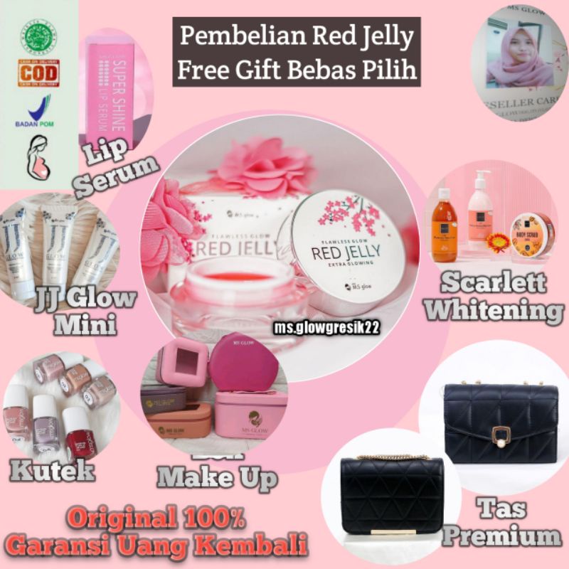 Red Jelly Ms Glow Free Tas/box make up/Scarlett