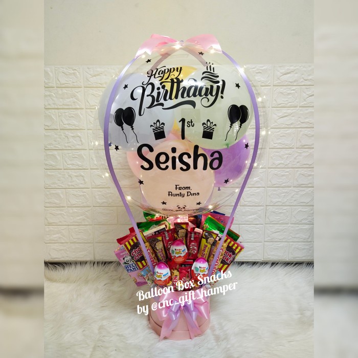 

ballon box snacks/snacks box balloon/kado ultah/snacks box Bouquet