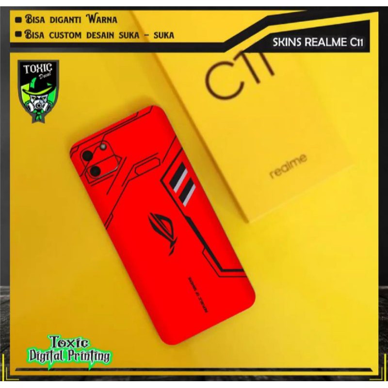 garskin hp realme C11 motif ROG phone Red - bisa custom