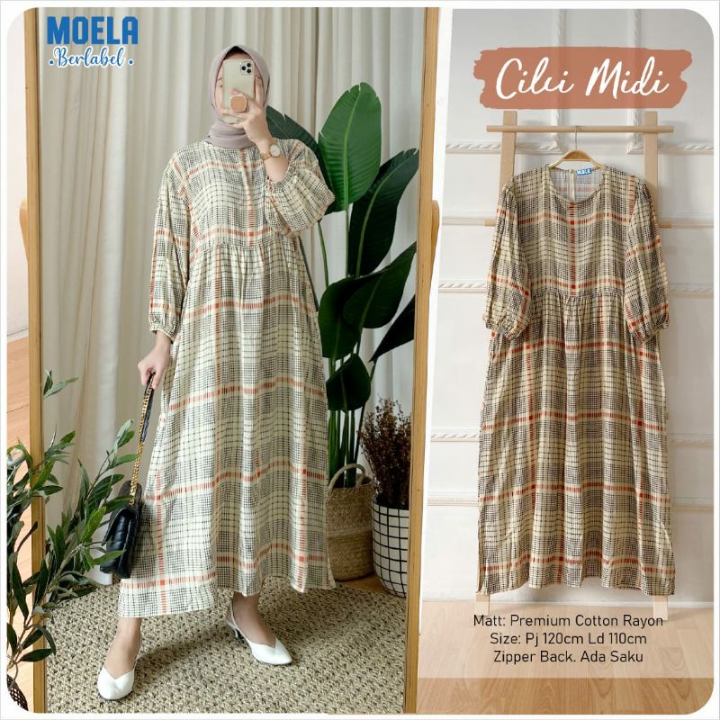 Cilci Long Tunik / Midi Dress Premium Cotton Rayon Original Moela Jumbo
