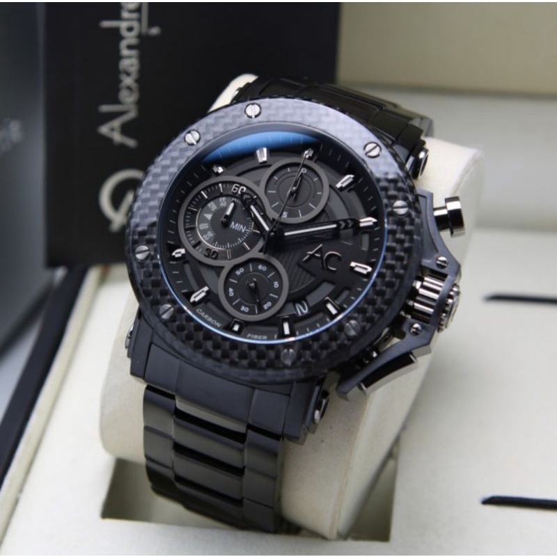 ALEXANDRE CHRISTIE AC 9205 AC9205 FULL BLACK  CARBON.AC COLECTION GARANSI RESMI 1 TAHUN