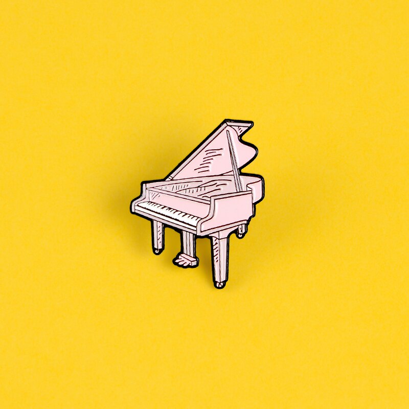 Bros Pin Enamel Bentuk Piano Warna Pink Untuk Hadiah Anak