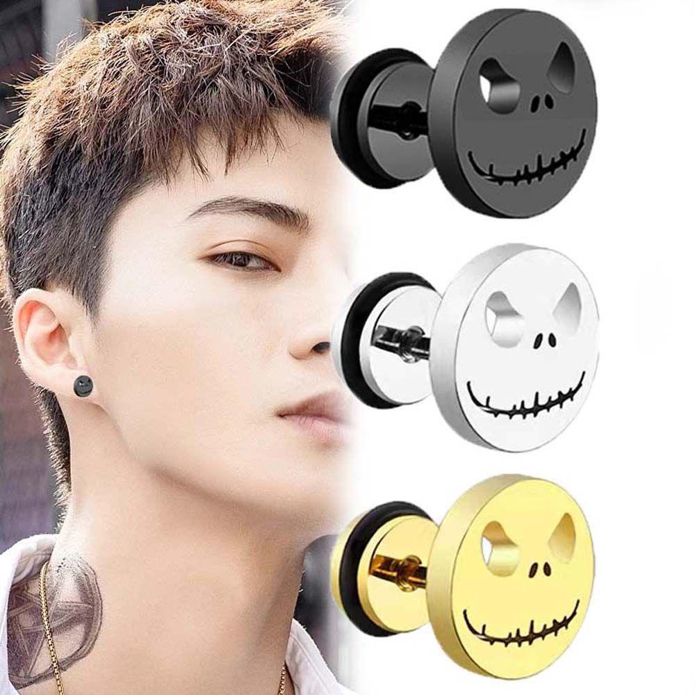 NICKOLAS1 Pria Stud Earrings Hip Pop Keren Perhiasan Fashion Geometris Kepribadian Skeleton Gaya Korea Earrings