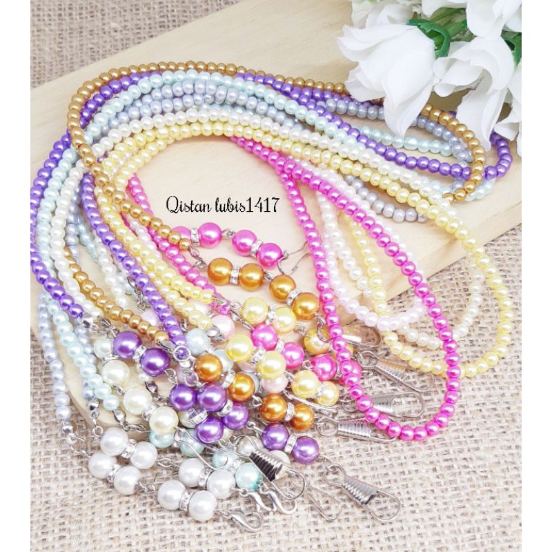 Kalung masker full mutiara  order 10 free 2