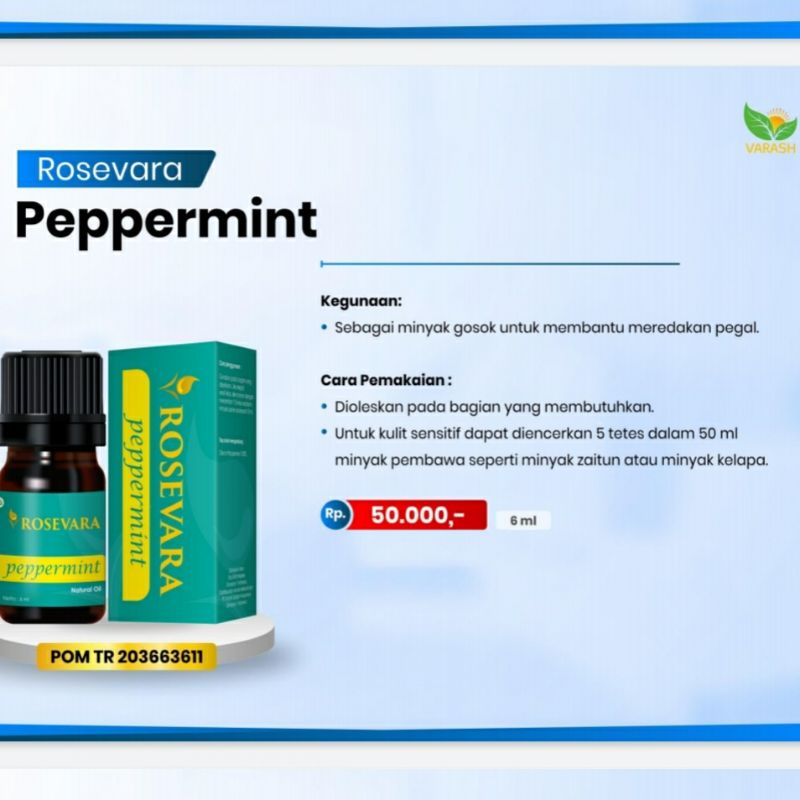 Rosevara Peppermint pure Essential Oil 6ml