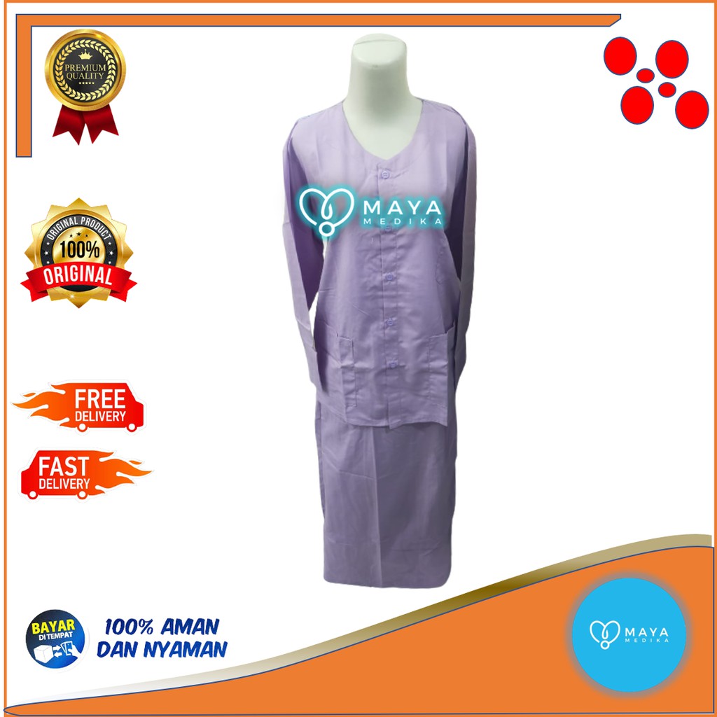 Baju OK / Ungu / Lengan Panjang / Baju Kancing / Rok