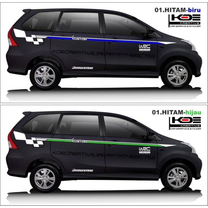 Stiker mobil cutting stripe mobil avanza hitam