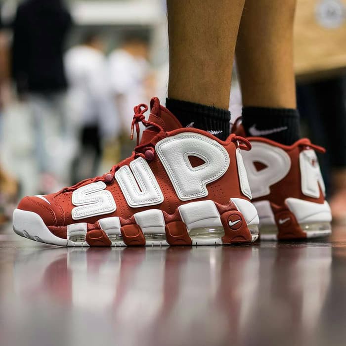 Sneakers Uptempo Supreme Red White Pria Premium Quality