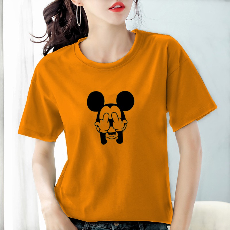 Kaos wanita dewasa mouse / baju wanita lengan pendek katun combed 30's