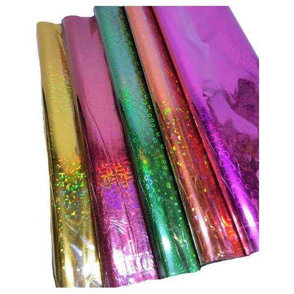Plastik hologram motif 70x50cm warna warni pembungkus kado plastic wrapping metalic kertas pembungkus glossy bunga paket