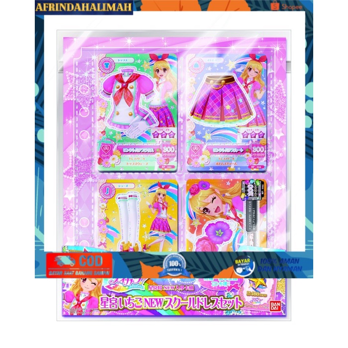 [TERBARU] Aikatsu Card Set ICHIGO HOSHIMIYA New School Dress BANDAI ORIGINAL