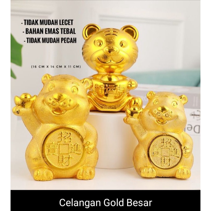 Pajangan dekorasi imlek 2022 Celengan Gold besar