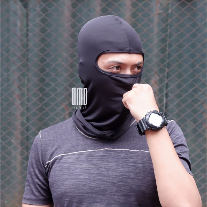 Masker Buff Ninja Full Face Balaclava Spandex Polos lentur motor helm