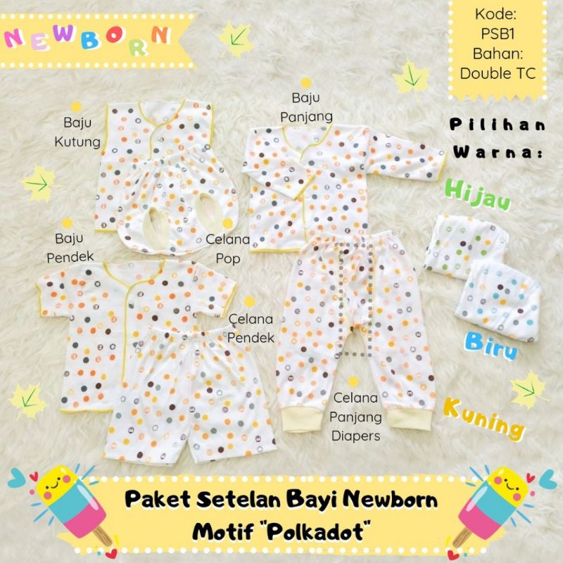 3 Set Setelan bayi baru lahir/Newborn motif polkadot SNI