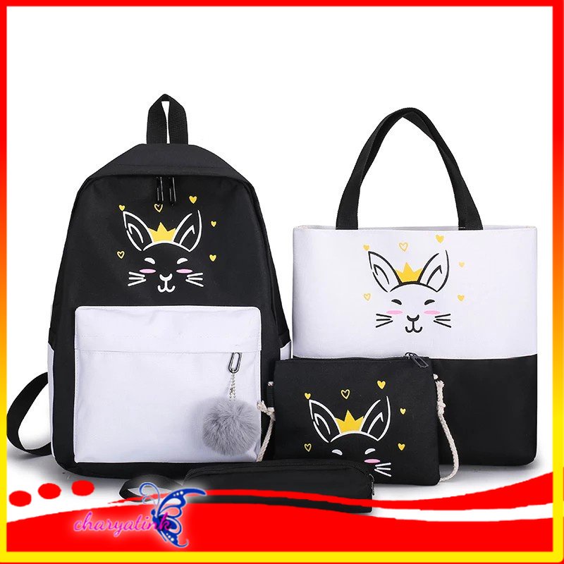 Charyatink - Tas Ransel Sekolah Anak Perempuan Set 4 Ori Import