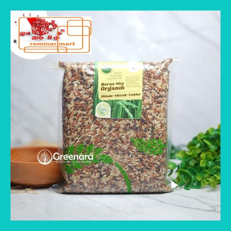 

S0Bers Beras 1-Kg Mix Merah Coklat Hitam Organik / Lingkar Organik Ric0S50B