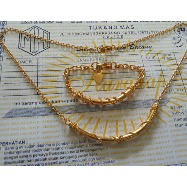 Kalung dan gelang 40 gram Emas LM/London 24K kadar 99,9%