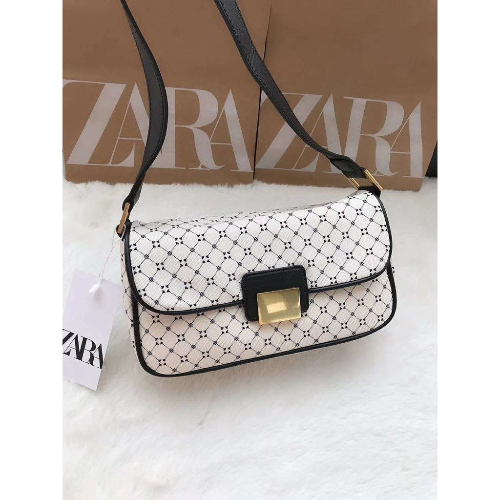 SALE 4.4 TAS WANITA ZARA4  SOLDERBAG WHITE MOTIF SIMPLE FASHION IMPORT # 12652