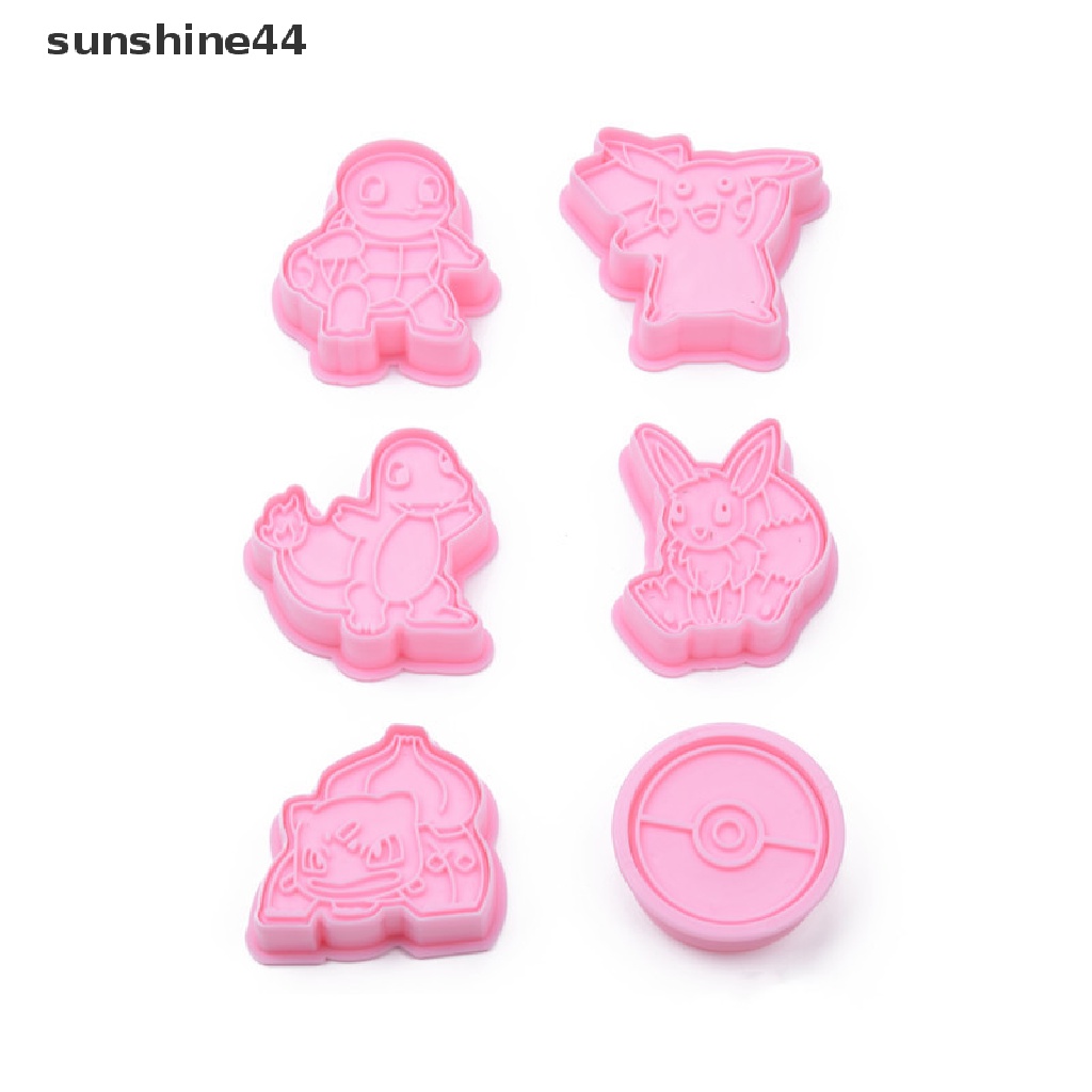 Sunshine 6PCS Cetakan Resin / Polymer Clay DIY Bentuk Pokemon Bahan Silikon