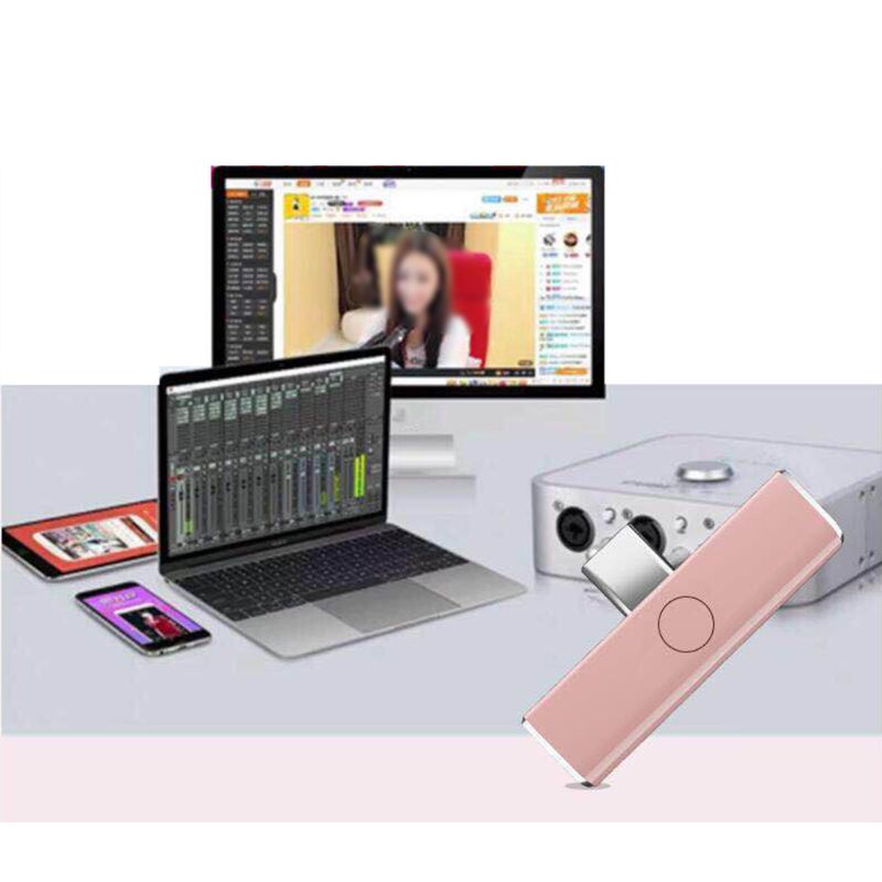 Cre Sound Card Audio Stereo Micro USB / Tipe-C Untuk Siaran Langsung / Karaoke