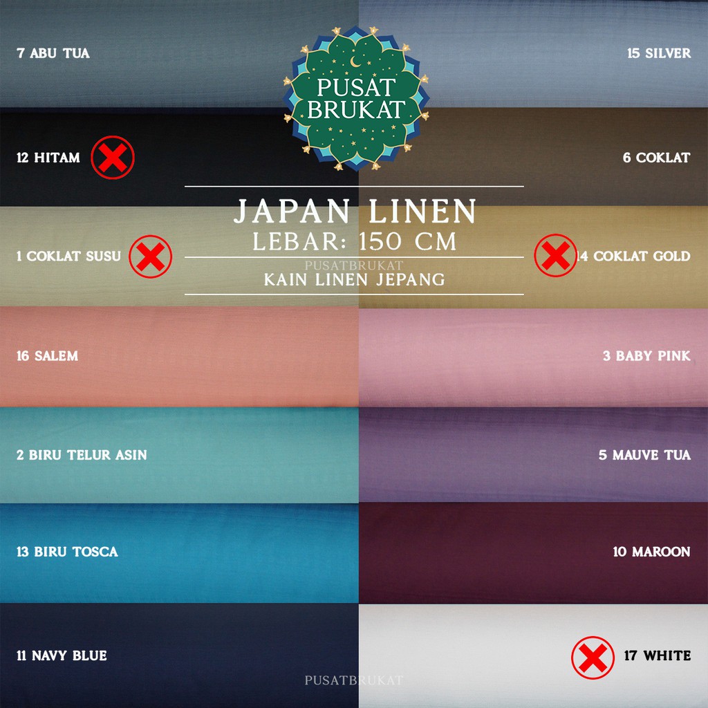 JAPAN LINEN - KAIN LINEN JEPANG POLOS [harga per 0.5m]