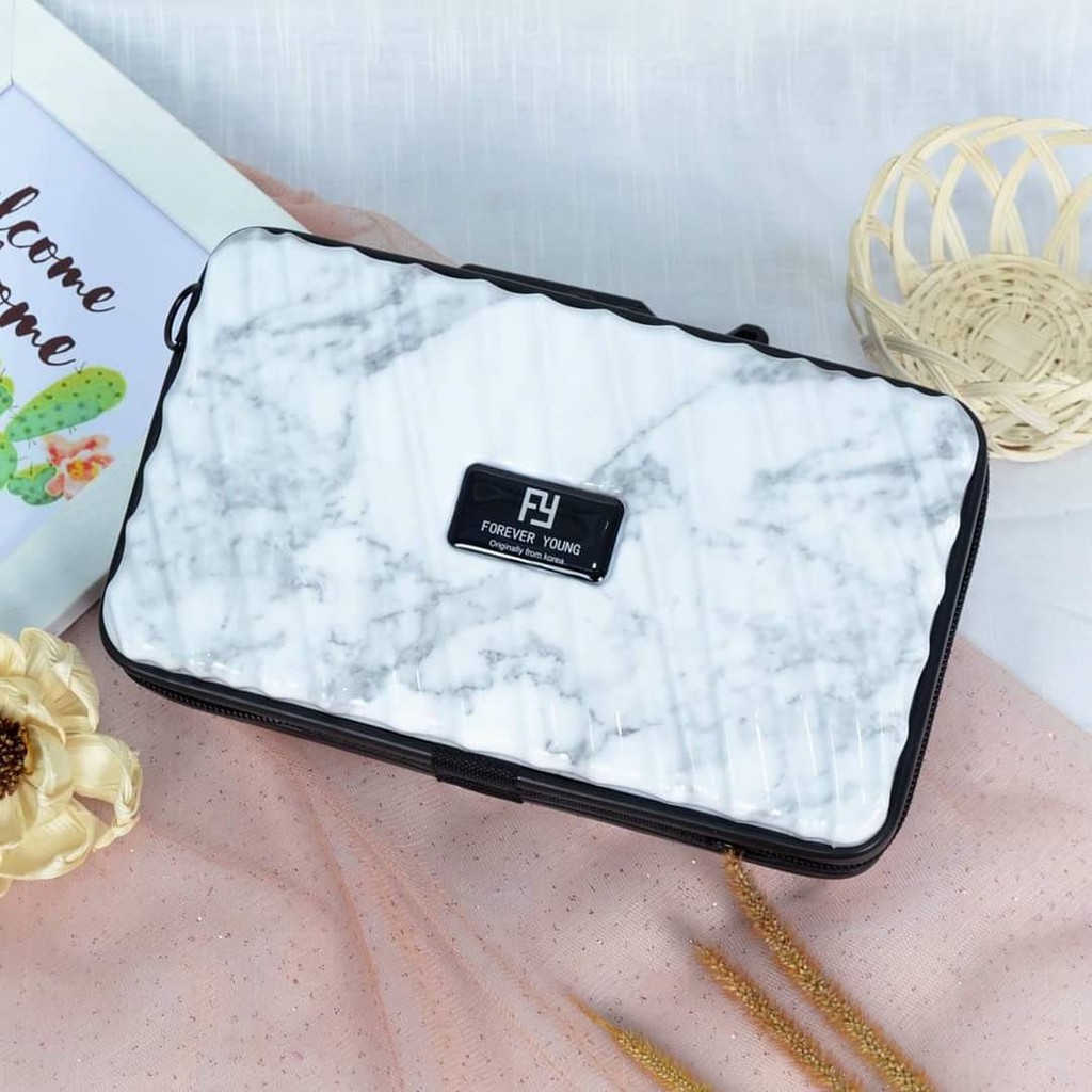 Tas Mini Koper FY Mixed Marble Slash Wanita Import 9138