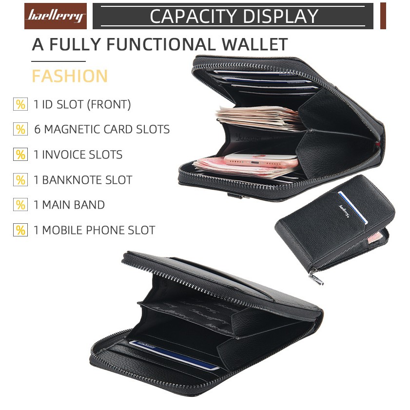 BAELLERRY D9003 Dompet Pria Wanita Panjang Bahan Kulit PU Leather Premium WATCHKITE WKOS