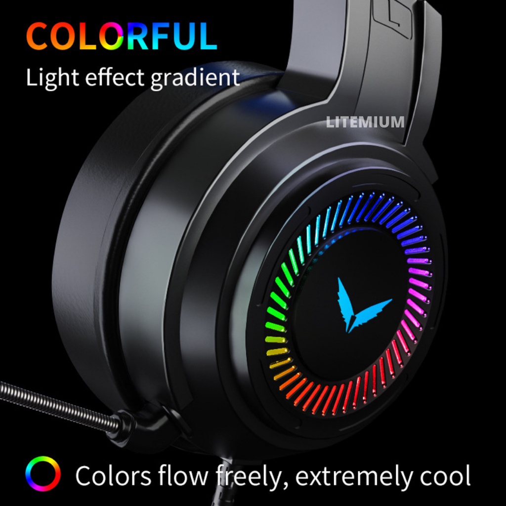 Hedaset Gaming Black Series RGB With Mic And Noise Reduction Game Headphone USB Plug Surround 7.1 High Quality Sound With Microphone For PC IOS Android