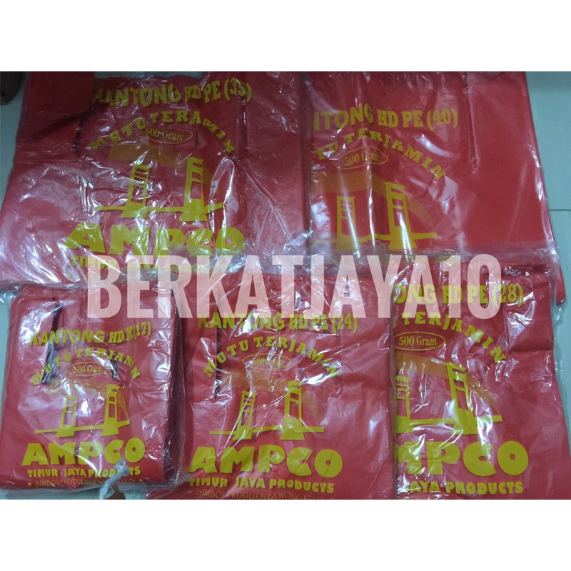 Kantong Plastik Kresek Merah Tebal ukuran 17 24 28 35 40 50